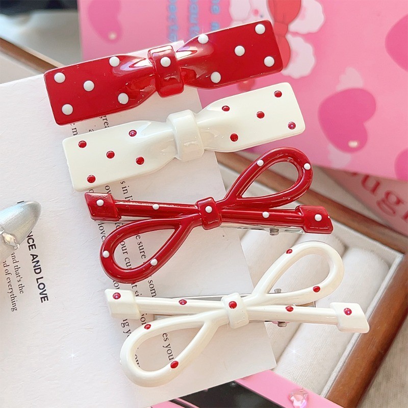 Kẹp Tóc Ankora Đỏ Chấm Bi Bobby Pin, Phụ Kiện Tóc Phong Cách Hàn Quốc Cho Tiệc Và Quà Tặng