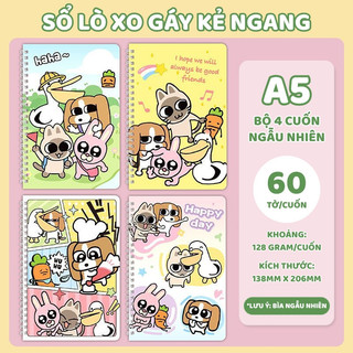 Sổ Lò Xo Hoạt Hình A5 60 Trang vở kẻ ngang– Vở Ghi Chép Cute Dễ Thương, Thích Hợp Học Sinh Sinh Viên