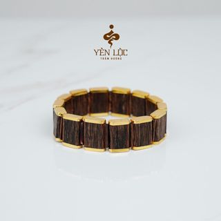 Lách Trầm Bảng Vuông  CNC  - Bọc Vàng 8K - Trầm Sánh Chìm - Trầm Hương Yên Lộc - Tặng kèm hộp VIP Phụ Kiện Women