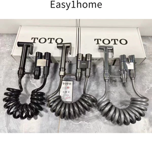 【Hộp gốc TOTO】Ba màu sắc, súng phun đồng nguyên chất hoàn toàn mới, phụ kiện nhà vệ sinh, một vào hai ra, súng phun tăng