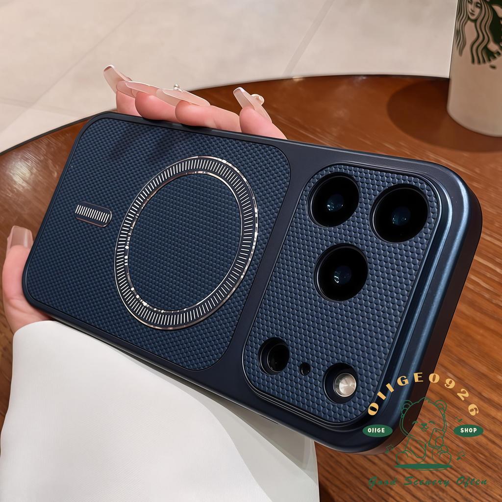 【 Ốp lưng iPhone17 】 Vỏ điện thoại từ tính hình tam giác bằng da túi khí iphone17 Pro Max 16 15 14 13 12 cho vỏ iPhone Vỏ mềm silicon TPU chống sốc