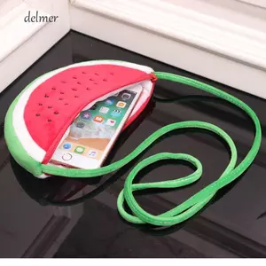 Túi đeo chéo dưa hấu DELMER, Túi dưa hấu sang trọng dung tích lớn trái cây, Túi Tote hoạt hình có dây kéo di động dễ thương Sinh nhật