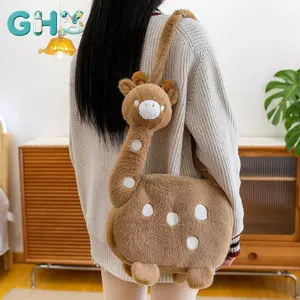 GHX Hoạt Hình Động Vật Hươu Cao Cổ Sang Trọng Túi Đeo Ngang Nữ Tính Dung Tích Lớn Di Động Dễ Thương Ngộ nghĩnh Hình Hươu Cao Cổ Túi Đeo Vai Có Dây Kéo Quà Tặng VN