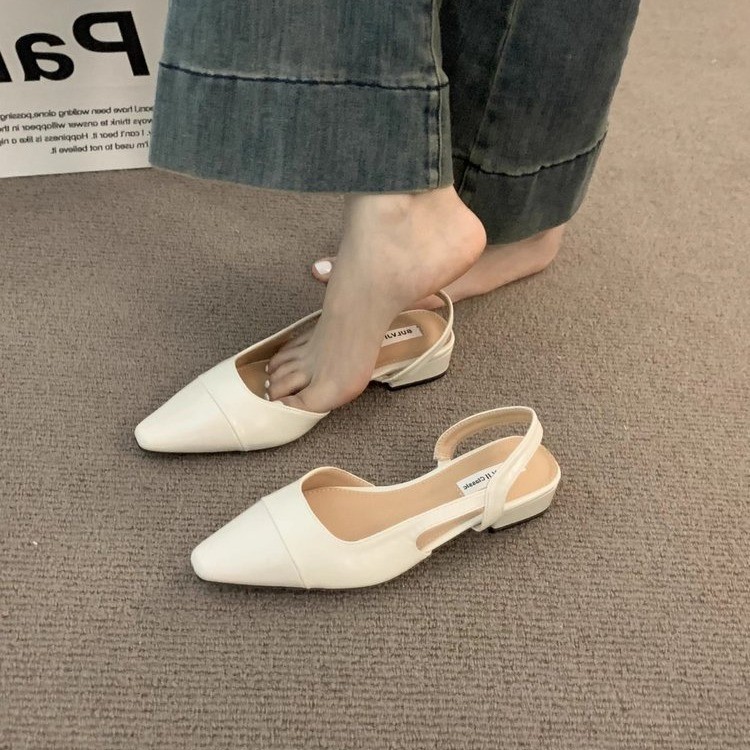 Giày nữ phong cách Pháp mũi nhọn quai hậu nhẹ nhàng tiểu thư thanh lịch giày cao gót nữ đi làm đi chơi hot trend