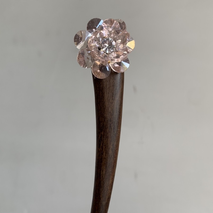 WHX [Fantasy Ice Flower] Phantom Crystal Handmade Kẹp Tóc Thời Trang Đẹp Cao Cấp Gỗ Đàn Hương Kẹp Tóc Phụ Kiện Tóc Trung Quốc Quà Tặng