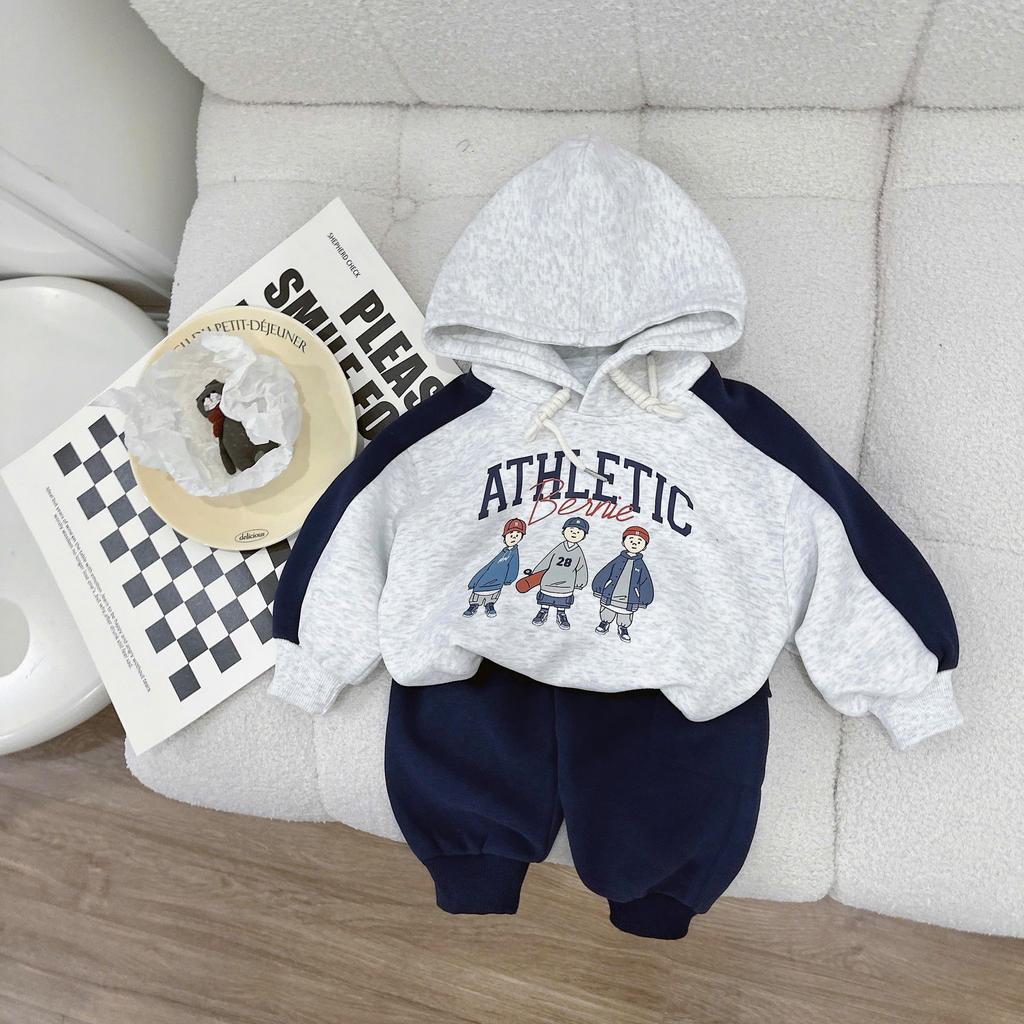 [BiBeo Kids] Bộ quần áo NỈ 2 DA HOODIE ATHLETIC  cho bé trai, Bộ quần áo thu đông dài tay cho bé