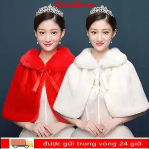 DUSKGLOW Mùa Đông Mũi Nữ Dày Mềm Áo Phụ Kiện Cưới Áo Cưới Thanh Lịch Cưới Cô Dâu Khăn Choàng