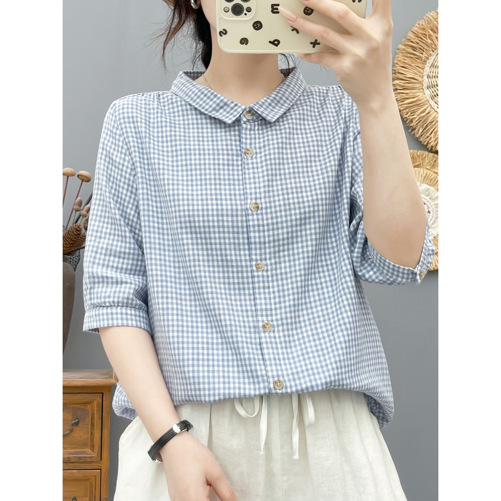 [Hàng có sẵn] Áo sơ mi nữ 100% Cotton chất lượng cao xuất khẩu mùa hè Áo năm tay mềm mại thân thiện với da chất lượng cao