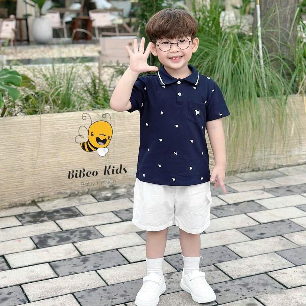 Bộ quần áo POLO PUSTER IN TRẦN   cho bé trai , Quần  áo chất COTTON mềm thoải mái cho bé