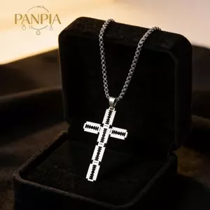 PNPIA- Mặt dây chuyền lưỡi bạc thánh giá tối giản bằng thép không gỉ Món quà độc đáo cho nam giới Trang sức tôn giáo