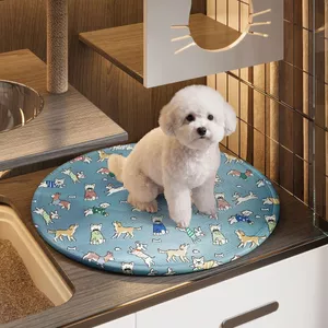 chiếu điều hòa cho thú cưng thảm làm mát chó mèo lụa lạnh thoáng khí đệm ngủ tròn chống cào xước có thể giặt sạch cao cấp
