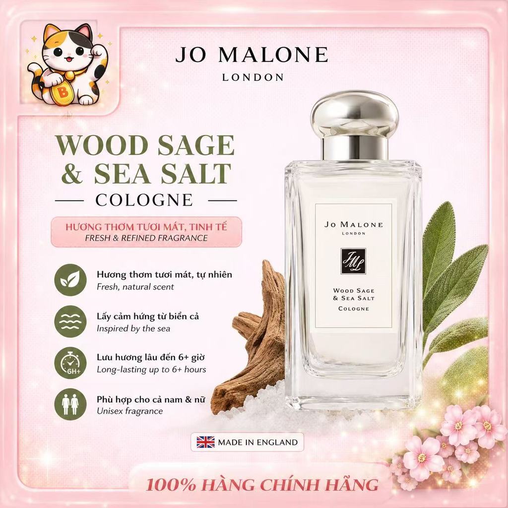 [Chính Hãng] 𝕁𝕠 𝕄𝕒𝕝𝕠𝕟𝕖 𝐖𝐨𝐨𝐝 𝐒𝐚𝐠𝐞 & 𝐒𝐞𝐚 𝐒𝐚𝐥𝐭 9ML/30ML/100ML | Nước Hoa Hoa Full Box/ Full Size