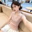 Áo thun ngắn tay dệt kim màu tương phản kiểu Pháp dành cho nữ Mùa hè Phong cách mới Slim-Fit Slimmer Look Áo sơ mi nhỏ hàng đầu độc đáo