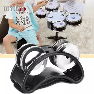 Toyuvn Chung Chân Tambourine Bằng Kim Loại Thân ABS Nhỏ Gọn Jingle Bells Shaker Cho Bộ Âm Thanh Và Phiên Jam Dây Nylon Bền 100% 1 Pc (Màu Đen)