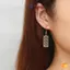 Bông tai thả bằng thép không gỉ với thiết kế hình học mạ bạc và vàng để làm việc mới