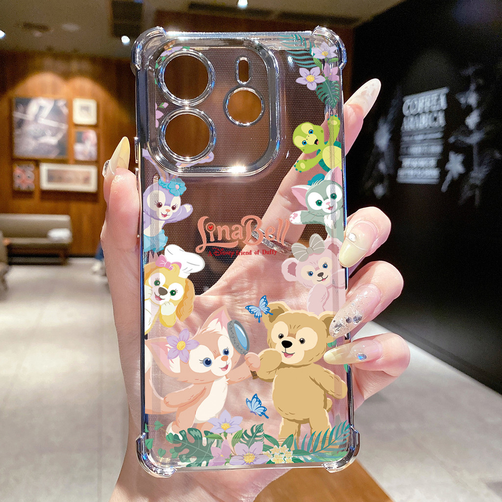 Tương thích với Xiaomi Redmi Note 14 13 Pro 5G 4G 12 13C 14C Vỏ mạ trong suốt Disney Linabell dễ thương Vỏ chống rơi