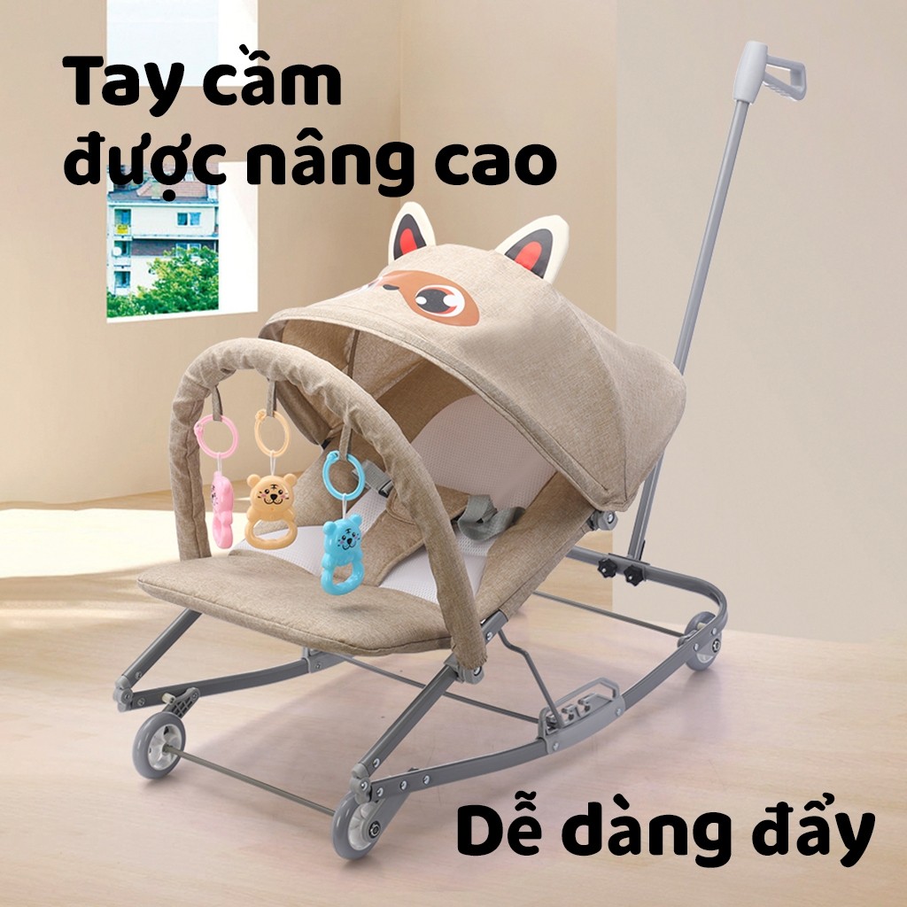 iiko Ghế Rung Có Màn Chụp Cho Bé Ghế Nằm Ru Ngủ Có Tay Đẩy Gấp Gọn Tiện Lợi