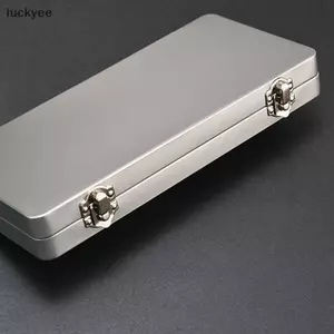 Luckyew Hộp hình chữ nhật bằng kim loại màu xám bạc bền bỉ có nắp đậy cho hóa đơn, mỹ phẩm, đồ dùng văn phòng Lưu trữ-Perfect cho gia đình, văn phòng TQ