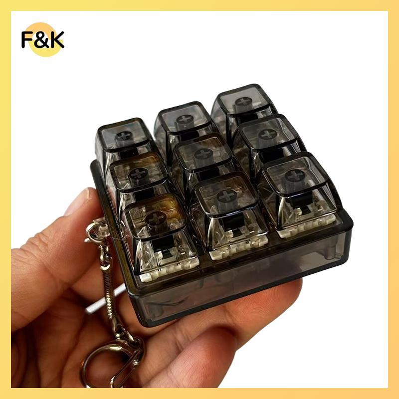 F & K 4Key Bàn Phím Cơ Máy Kiểm Tra Trục Bàn Phím LED Mẫu Mini Giảm Căng Thẳng Đồ Chơi Chìa Khóa Cho Game Thủ Bàn Văn Phòng Móc Khóa Tại Nhà.