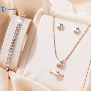 Kudosation 5 Bộ Trang Sức Pha Lê Thanh Lịch Cho Nữ Bông Tai Nelace Vòng Tay Công Chúa Trang Sức Cô Dâu Cưới Bộ Quà Tặng Ngày Lễ Tình Nhân Đẹp