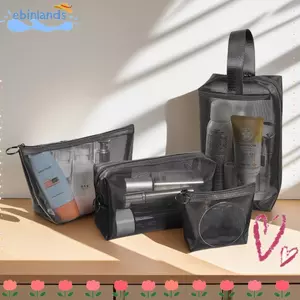 Túi rửa lưới EBINLANDS, Túi xách thoáng khí dung tích lớn, Túi đựng mỹ phẩm đa chức năng lưới di động Bãi biển