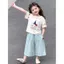 Áo thun ngắn tay phong cách mới mùa hè cho bé gái + Quần ống rộng Bộ đồ hai mảnh thời trang thời trang