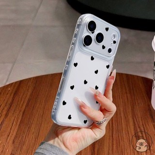 Dành Cho OPPO Reno 15F 15 FS 15C 14 13 11 9 Pro Max Mini 8 8Z 7Z 7 Lite Ốp Điện Thoại Quan Sát Lớn Bên Cửa Sổ Màu Đen Tình Yêu Trái Tim Yêu Đơn Giản Hồng Vàng Trong Suốt Vỏ Mềm