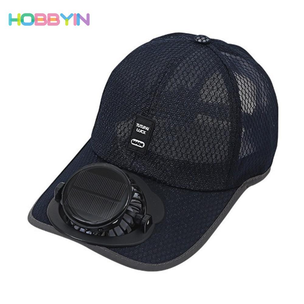 Mũ bóng chày HOBBYIN, Mũ quạt làm mát thoáng khí sạc USB, Mũ che nắng toàn lưới nhanh khô thời trang ngoài trời