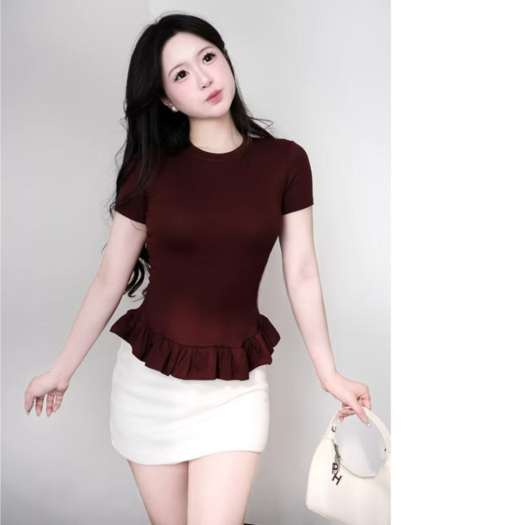 Áo Thun Nữ Ôm Body Cộc Tay - Phối Viền Bèo Xinh, Cotton Mịn Cao Cấp, Tôn Dáng M2995 - SamHi Closet