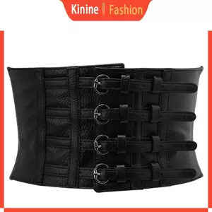 KIN Retro Nữ Hình Eo Corset Rộng Co Giãn Giả Da Thắt Lưng Co Giãn Dây Thắt Lưng