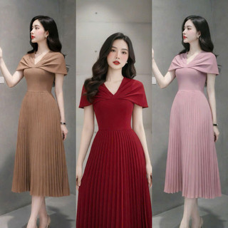 (MAY KỸ )Đầm Nữ Dự Tiệc Dáng Dài CHE KHUYẾT ĐIỂM Thiết Kế XẾP LI Nữ Tính  Dành Cho Các Chị Em NAM LEE SHOP