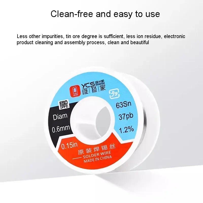 Dụng cụ YCS Dây hàn Độ tinh khiết cao 63 / 37 0.6mm Dễ dàng tan chảy Dây hàn lõi thiếc để sửa chữa điện thoại