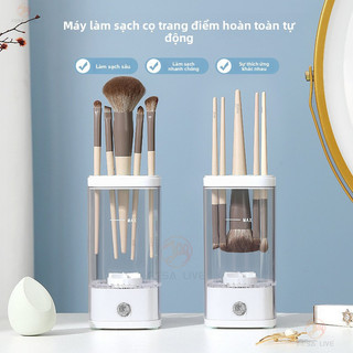 Bàn Chải Trang Điểm Tự Động Bụi Điện Làm Đẹp Trứng Bột Puff Powder Cleaner Bàn Chải Hộp Bảo Quản Hoàn Thiện Xô Lười Hiện Vật