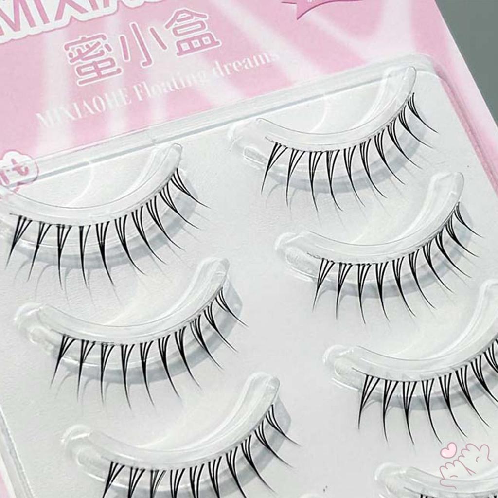 IOIIK 5 cặp--Lông mi giả nhóm nữ phong cách Hàn Quốc tạo vẻ mặt không trang điểm tự nhiên, từng sợi mi rõ ràng - Lông mi giả thân chỉ cá trong suốt nhẹ nhàng trong veo, tạo đôi mắt sinh động