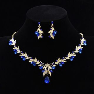 Vòng Cổ Zircon Kim Cương SEREIP, Vòng Cổ Hoa Lấp Lánh Nữ Hình Lá, Bông Tai Trang Sức Cưới Bộ Trang Sức Cho Tiệc Cưới Lễ Hội