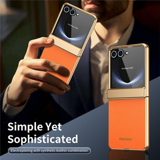 Kết cấu viền vàng bản lề full Case Funda cho Samsung Galaxy z flip 7 6 5 4 3 có vỏ màng thép
