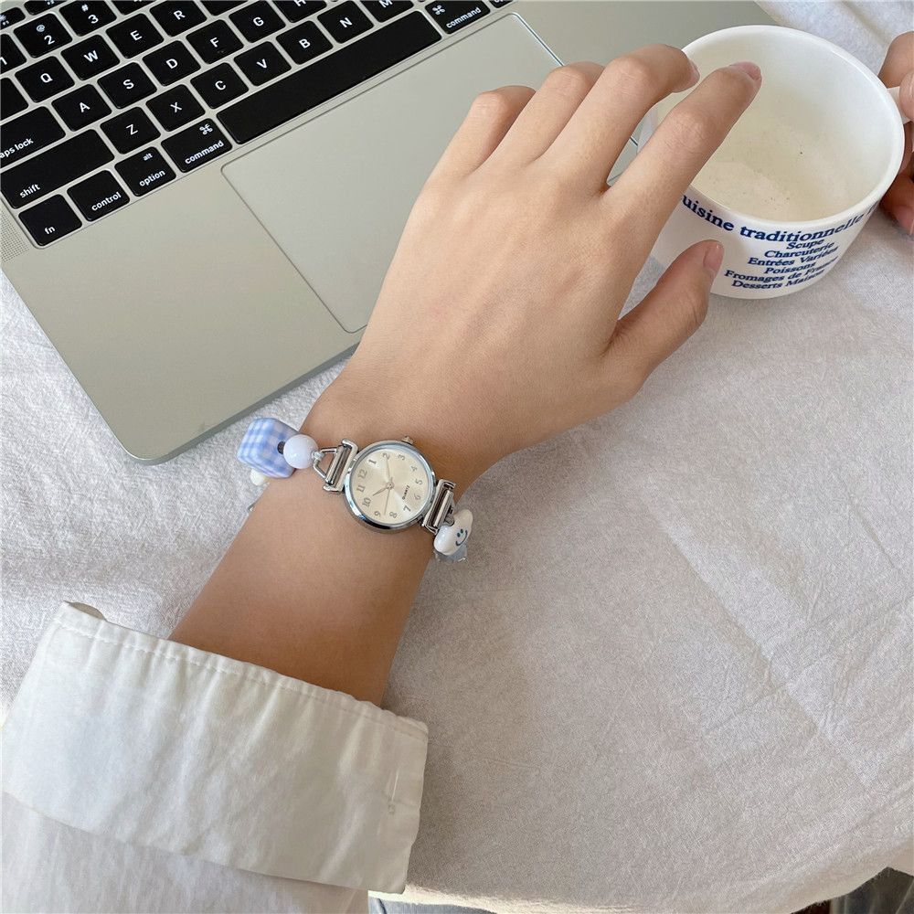 Đồng hồ đeo tay HOBBYIN, Đồng hồ đeo tay hoạt hình dòng màu xanh, Phụ kiện đồng hồ đeo tay có thể điều chỉnh dễ thương Đồng hồ thạch anh sao cho bé gái