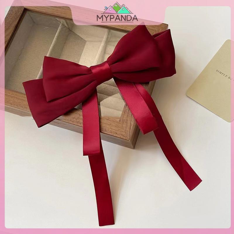 MYPANDA Nữ Tính Khí Thanh Lịch Satin Nơ Ruy Băng Kẹp Tóc Cho Nữ Lưng Mùa Xuân Kẹp Tóc Mũ Phụ Kiện Tóc Thời Trang.