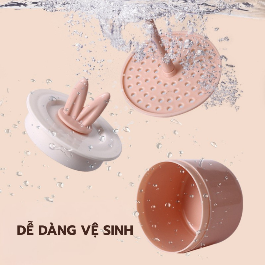 Cốc Tạo Bọt Rửa Mặt Thiết Kế Ngộ Nghĩnh Tai Thỏ Dễ Thương, Làm Sạch Nhẹ Nhàng