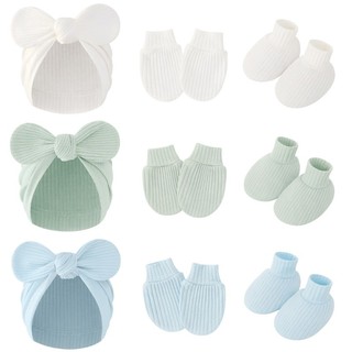 DE Găng Tay Mềm Găng Tay Mũ Mầm Non Tập Đi Găng Tay Trầy Xước Tất Mũ Găng Tay Cotton Giày Cho 0-2 Tháng