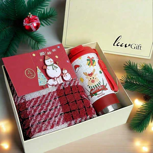 Quà tặng Noel Cốc giữ nhiệt Giáng sinh, Khăn và thiệp đỏ