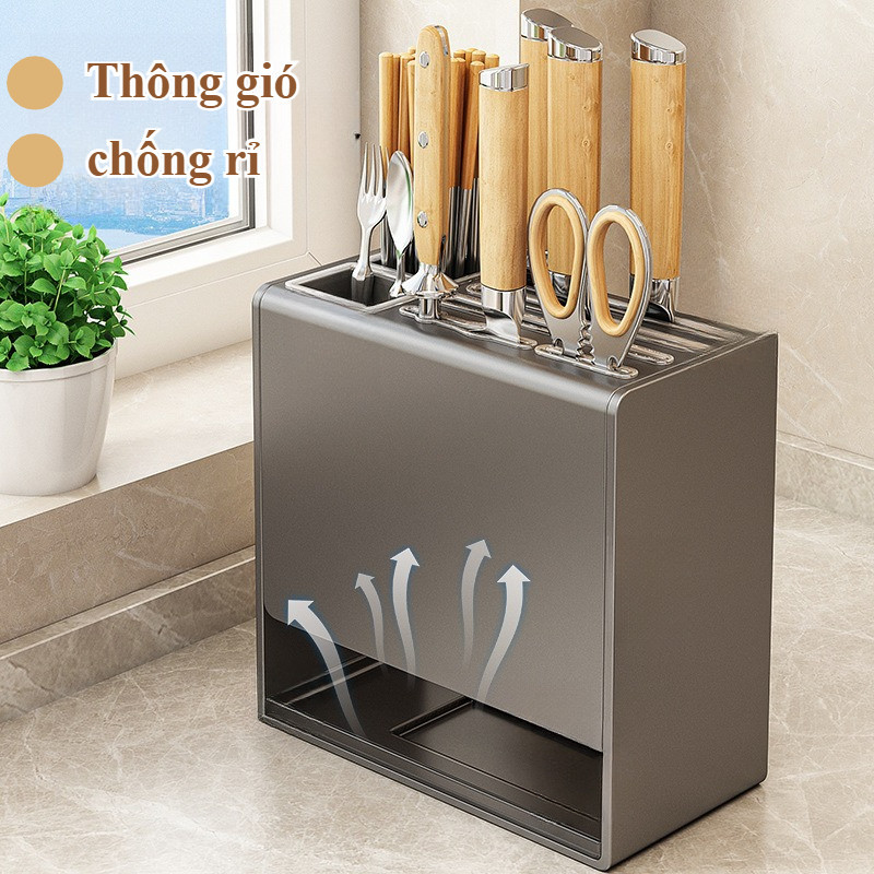Giá Đựng Dao Đũa Đa Năng - Thiết Kế Có Khay, Linh Hoạt Treo Tường/Để Bàn, Chất Liệu Hợp Kim Thép Bền Bỉ