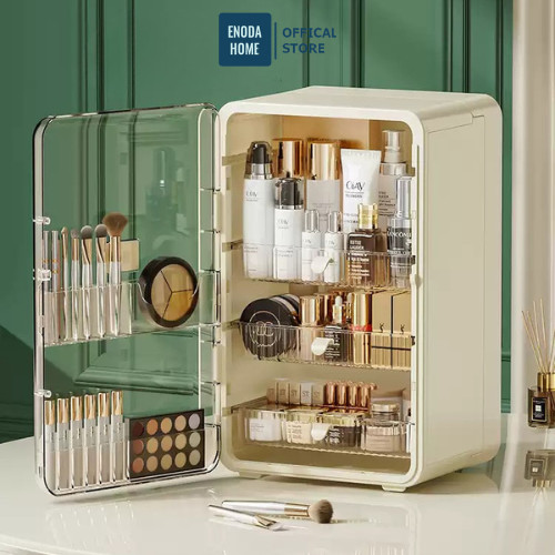 Tủ Kệ Đựng Mỹ Phẩm Để Bàn ENODA HOME, Tủ Kệ Cửa Trong Suốt Đựng Đồ Makeup Trang Điểm 3 Ngăn Chống Bụi R818