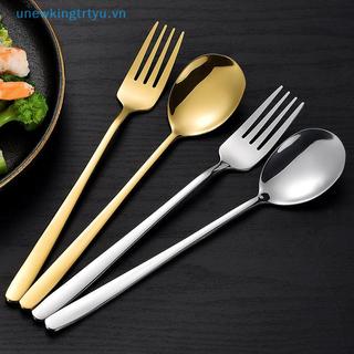 Unewtyu 2 Chiếc Thìa Nĩa Bạc Vàng Bằng Thép Không Gỉ Thìa Nĩa Cách Nhiệt Tay Cầm Dài Khuấy Thìa Tráng Miệng Dùng Cho Nhà Bếp Hàng Ngày VN