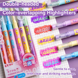 6 / 12 Chiếc Highlighter Hai Đầu Đổi Màu Bút Xếp Màu Highlighter Dành Cho Học Sinh Trường Đồ Dùng Văn Phòng