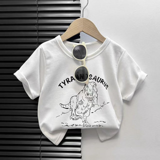 Áo thun ngắn tay đơn giản dành cho bé trai, in một mặt, thoải mái và thân thiện với da, thích hợp mặc ngoài