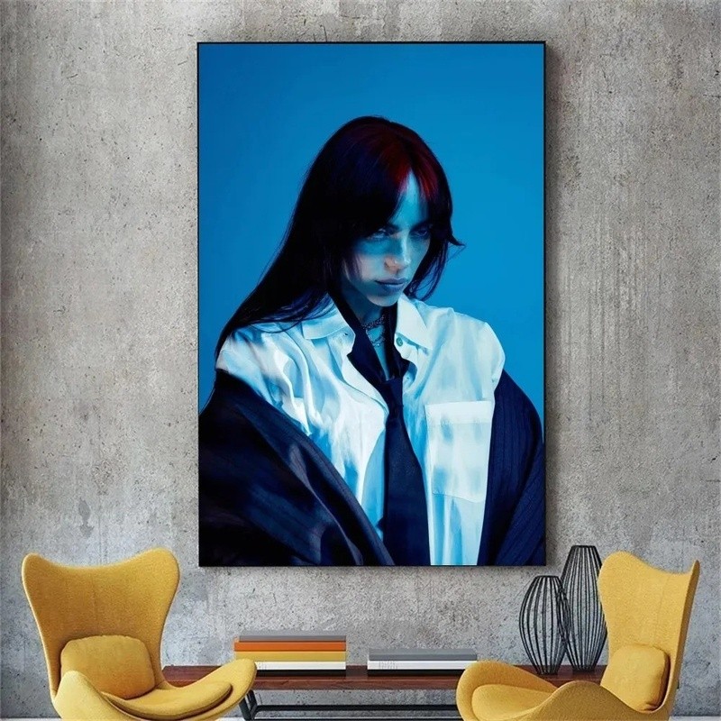 Poster Canvas Không Khung Billie Eilish Nghệ Thuật Treo Tường Hiện Đại Trang Trí Nhà Tranh Cho Phòng Khách Phòng Ngủ In Hình Unframed Với Rung C