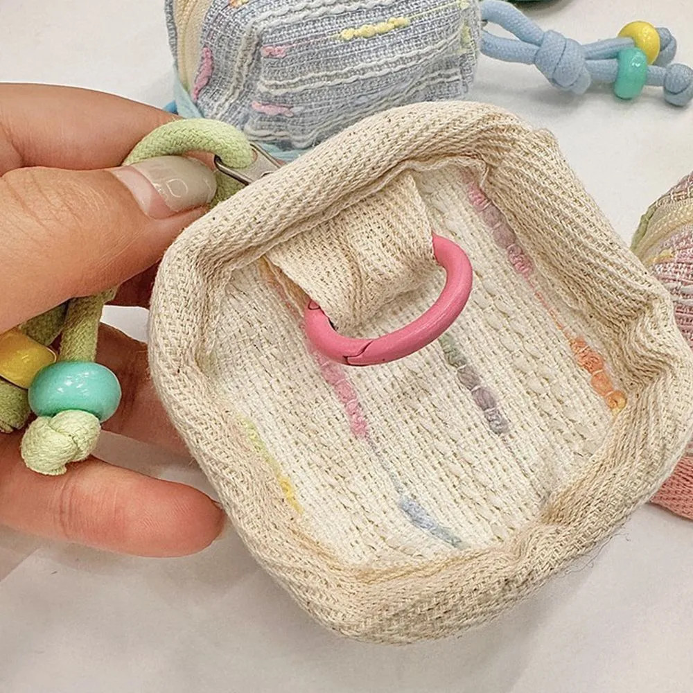 Túi đựng tai nghe dệt kim K Macaron Túi đựng tiền xu nhỏ Ví đựng tai nghe Vỏ bảo vệ trái tim cô gái Túi đeo nhỏ