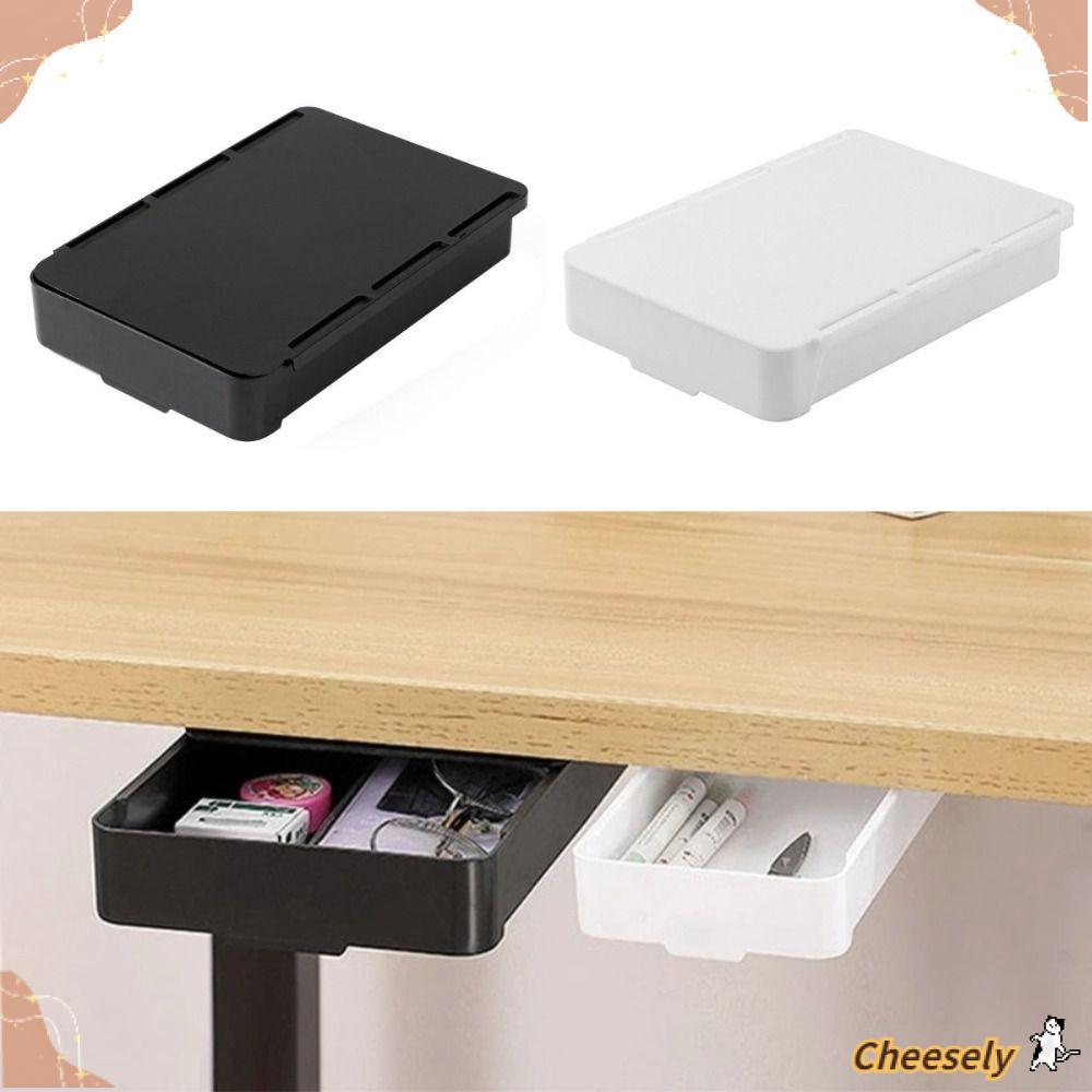 Hộp lưu trữ kệ để bàn CHEESELY, Ngăn kéo dưới bàn đa chức năng tự dính, Tiết kiệm không gian Dung tích lớn dưới bàn ngăn kéo mỹ phẩm Dụng cụ sắp xếp văn phòng phẩm