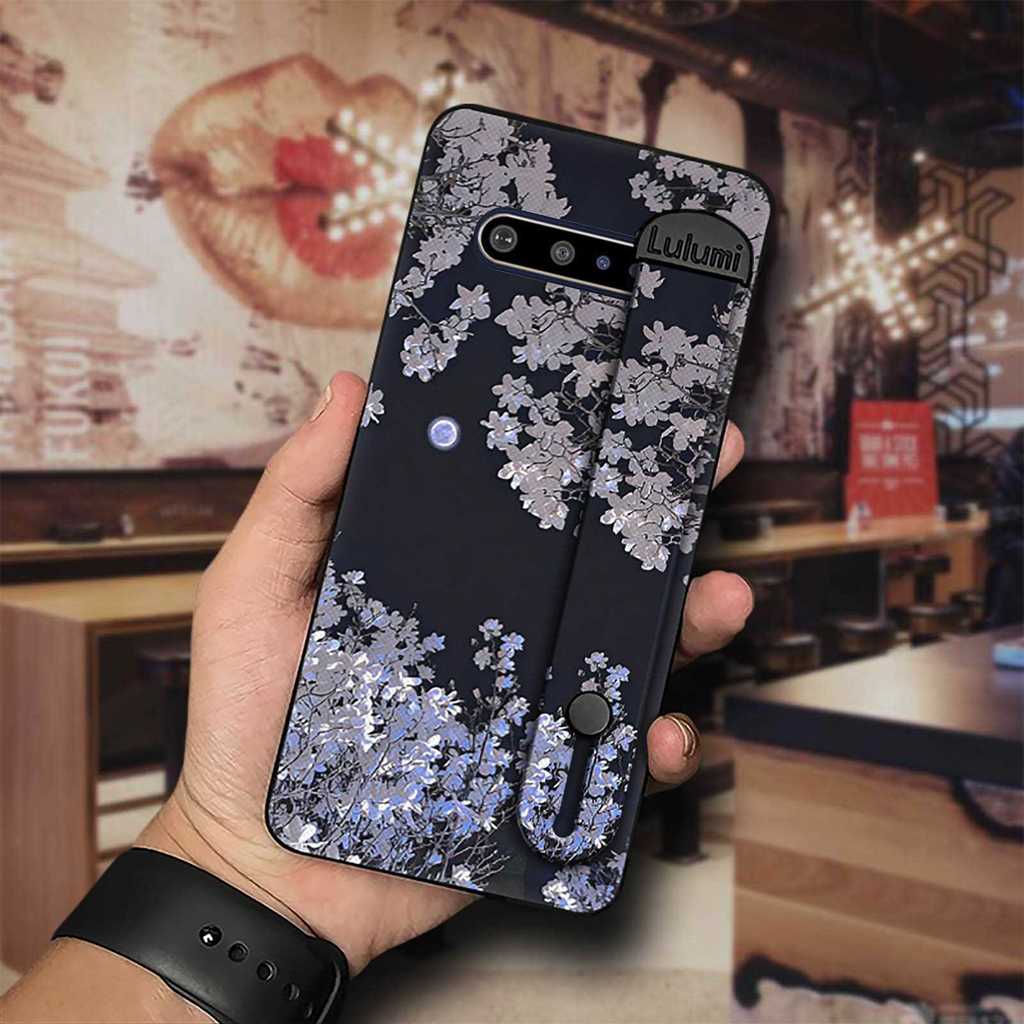 Ốp Điện Thoại Chân Đế Silicon Cho LG V60 ThinQ 5G Cá Tính Vỏ Điện Thoại Dây Đeo Tay Tranh Bền Ốp Lưng Chống Thấm Nước Nam Thiết Kế Thời Trang Vỏ Mềm Tay Chống Bụi Bẩn